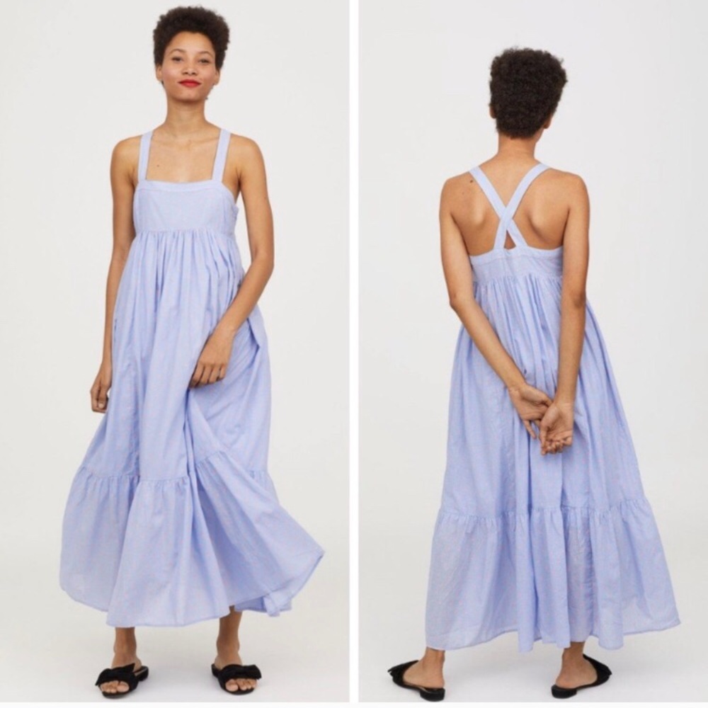 H&M maxi dress blue and pink